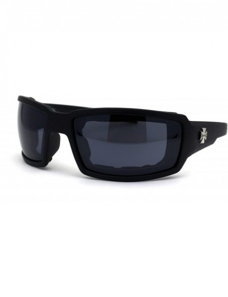 Rectangular Mens Windbreaker Foam Padded Goggle Style Warp Sunglasses - Matte Black - C4195E5R4K2 $12.26