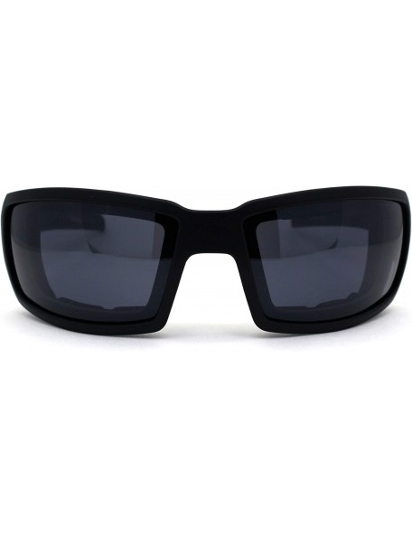 Rectangular Mens Windbreaker Foam Padded Goggle Style Warp Sunglasses - Matte Black - C4195E5R4K2 $12.26