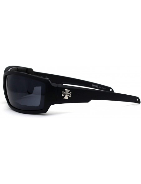 Rectangular Mens Windbreaker Foam Padded Goggle Style Warp Sunglasses - Matte Black - C4195E5R4K2 $12.26