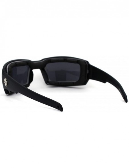 Rectangular Mens Windbreaker Foam Padded Goggle Style Warp Sunglasses - Matte Black - C4195E5R4K2 $12.26