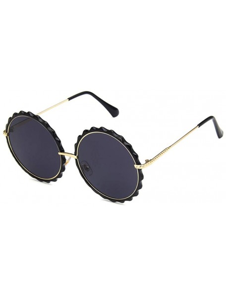 Round Unisex Sunglasses Retro Bright Black Grey Drive Holiday Round Non-Polarized UV400 - Bright Black Grey - CG18RKGZCN0 $7.81