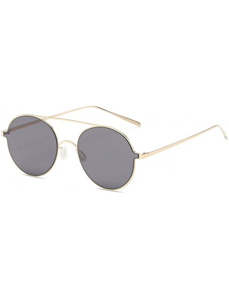 Oval Ultra-Light-Thin Sunglasses Unisex Round Style Small Memory Metal Frame LK1711 - Gold/Sivler - CX184XI2EIK $10.85
