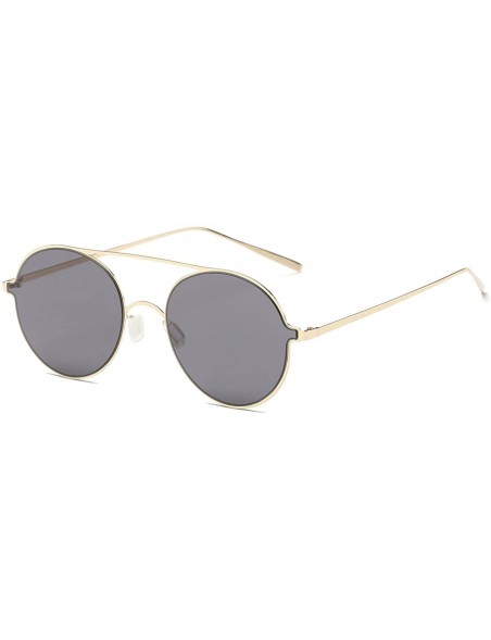 Oval Ultra-Light-Thin Sunglasses Unisex Round Style Small Memory Metal Frame LK1711 - Gold/Sivler - CX184XI2EIK $10.85