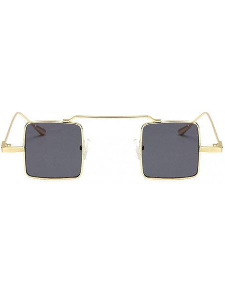 Square Small Square Steampunk Sunglasses for Women and Men Flat Top Metal Frame UV400 - C2 Gold Brown - CT198EAXGE6 $10.93