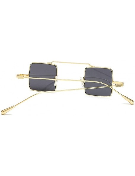 Square Small Square Steampunk Sunglasses for Women and Men Flat Top Metal Frame UV400 - C2 Gold Brown - CT198EAXGE6 $10.93