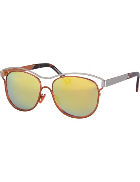 Round Polarized Sunglasses UV400 Protection Lens Mirror Lens Half Rim Sunglasses Summer Outdoor Eyewear-M8008 - Orange - C218...