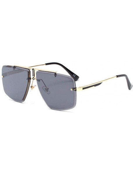 Aviator Retro Suqare Sunglasses For Men Women Rimless Metal Sunglasses Fashion Sunglasses Vintage - 3 - C7190MOQGOM $16.73