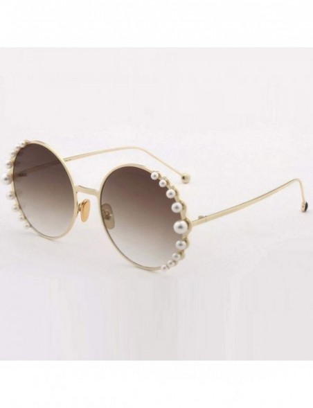 Round Sunglasses UV Proof Delicate Pearl Inlaid - CK18SUM0N6A $53.61