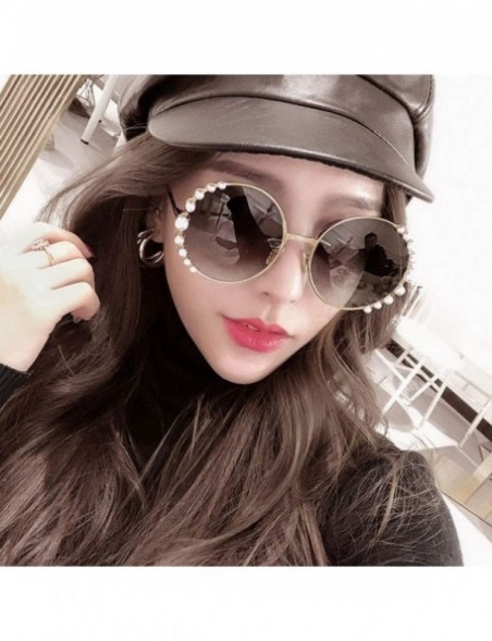Round Sunglasses UV Proof Delicate Pearl Inlaid - CK18SUM0N6A $53.61