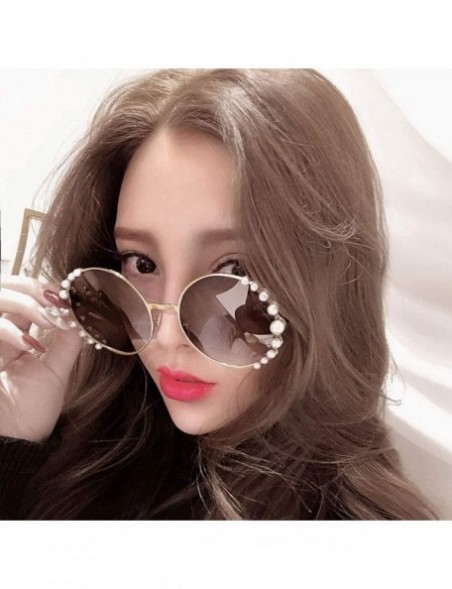 Round Sunglasses UV Proof Delicate Pearl Inlaid - CK18SUM0N6A $53.61