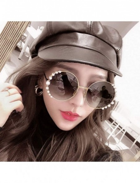 Round Sunglasses UV Proof Delicate Pearl Inlaid - CK18SUM0N6A $53.61