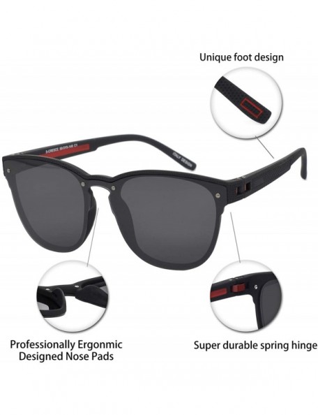 Rectangular Mens Polarized UV 400 Protection Sport Square Sunglasses for Men Fishing Driving - Black/Red Line - CG18WK37GUH $...