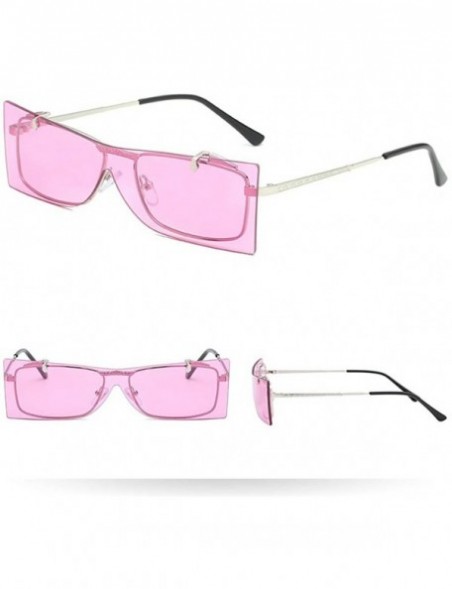 Oversized Flip Cover Sunglasses - Vintage Oversize Square Glasses with Metal Frame Retro Sun Glasses Flat Lens - D - C3196O23...