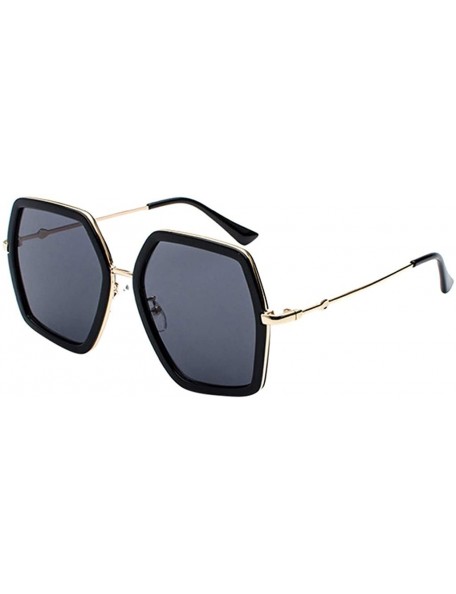 Oversized Men's and Women's Metal Large Frame Sunglasses Unisex Sunglasses 2019 Fashion - Black - CB18TH7ESAO $11.77