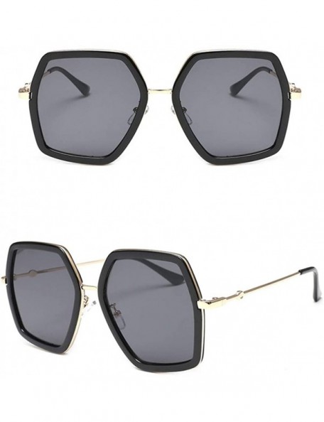 Oversized Men's and Women's Metal Large Frame Sunglasses Unisex Sunglasses 2019 Fashion - Black - CB18TH7ESAO $11.77