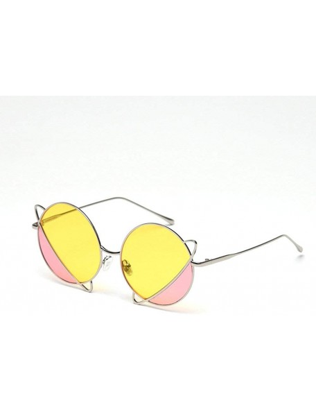 Round 2020 New Vintage Colorful Lens Glasses Fashion Punk Sunglasses Silver Round Eyeglasses with Box UV400 - CJ1935K5AUI $13.58