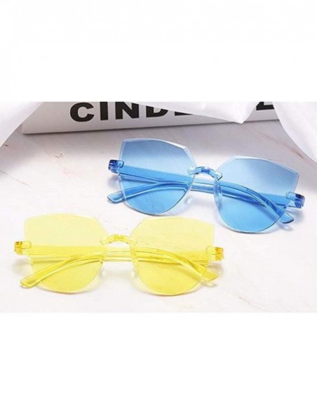 Sport Frameless Multilateral Shaped Sunglasses One Piece Jelly Candy Colorful Unisex - E - CA190MOT9ZN $12.20