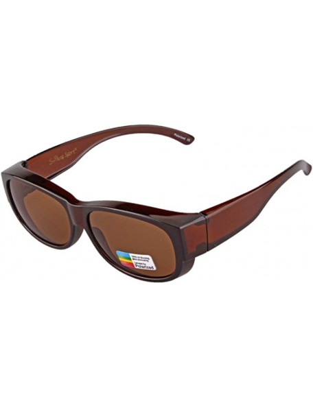 Square Fit Over Glasses Polarized Lenses Sunglasses for Men Women Driving Camping UV400 Protection - Brown - C418SSQ7M4S $20.12
