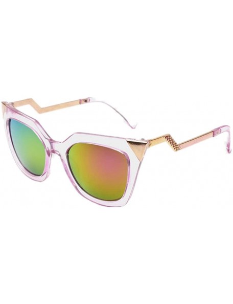 Goggle Women's Metal Triangle Cat's Eye Sunglasses Personality Style Sunglasses - Transparent Pink - CX11ZSI0BOV $6.66