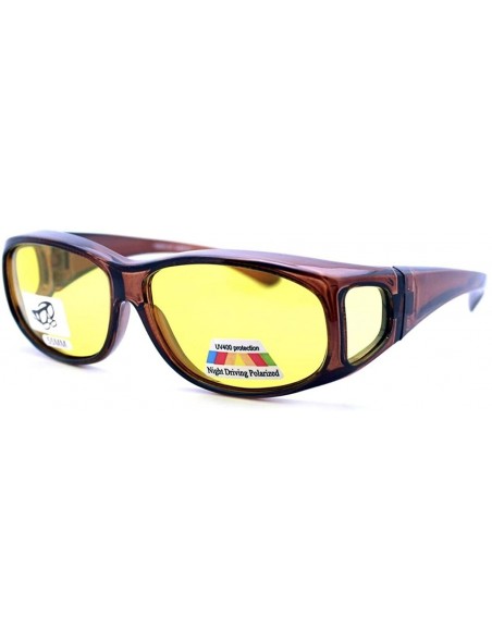 Rectangular Polarized Fit Over Lens Cover Rectangular Night Driving Sunglasses - Small - Brown - C518AO7GZAM $9.47