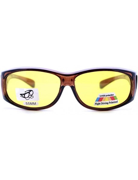 Rectangular Polarized Fit Over Lens Cover Rectangular Night Driving Sunglasses - Small - Brown - C518AO7GZAM $9.47