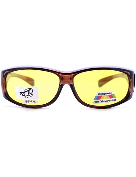 Rectangular Polarized Fit Over Lens Cover Rectangular Night Driving Sunglasses - Small - Brown - C518AO7GZAM $9.47