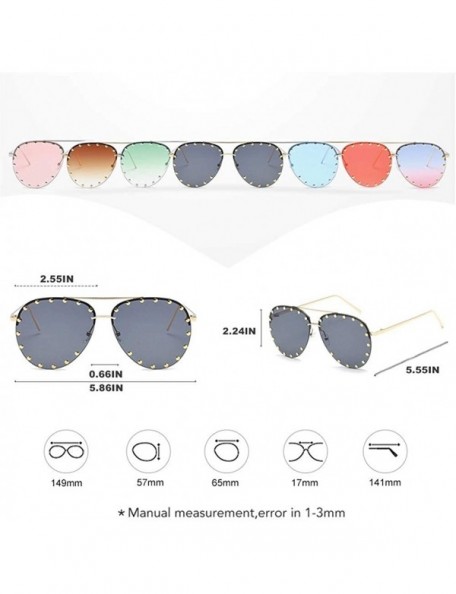 Rimless Rivet Oval Sunglasses Brand Designer Black Pink Eyewear Rimless Double Bridge Frame Oculos UV400 - CI198OG0MNW $17.83