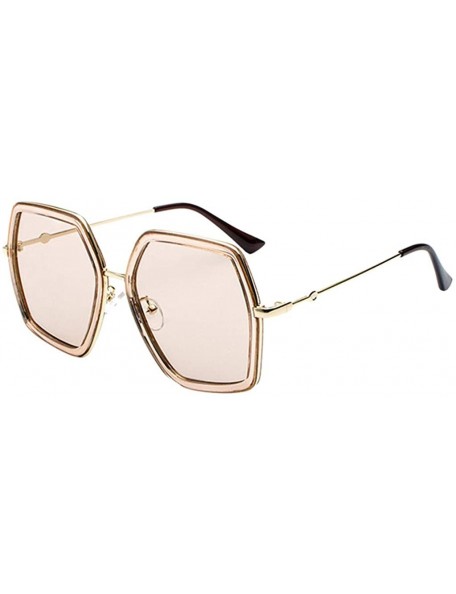 Oversized Men's and Women's Metal Large Frame Sunglasses Unisex Sunglasses 2019 Fashion - Beige - C218TK8MRD7 $10.21