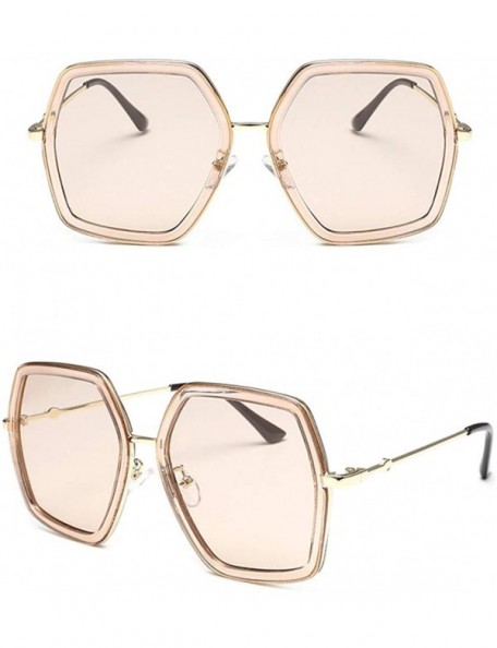 Oversized Men's and Women's Metal Large Frame Sunglasses Unisex Sunglasses 2019 Fashion - Beige - C218TK8MRD7 $10.21