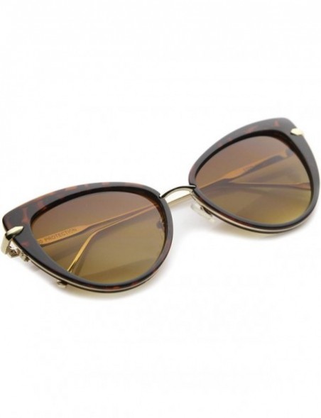 Oversized Women's Glam High Fashion Ultra Thin Metal Temple Cat Eye Sunglasses 55mm - Brown-tortoise / Amber - C712I21R80Z $8.66