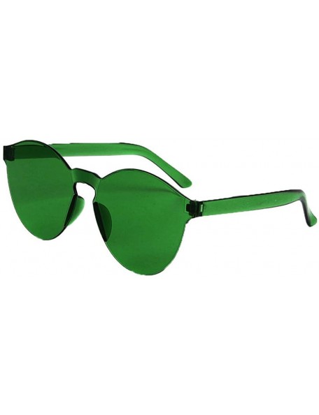 Semi-rimless Sweet Couple Sunglasses-Frameless Transparent Glasses Europe America Style Candy Color Trendy Glasses - Green - ...