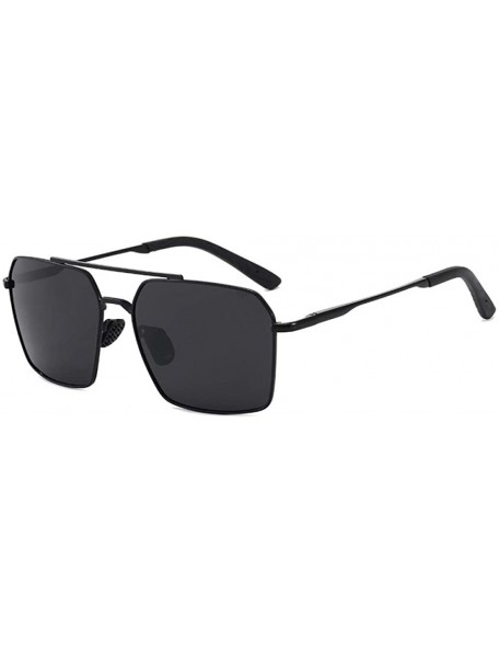 Oval Sunglasses men fashion metal frame fishing sunglasses square drive - Black Frame Gray - C6190MOEIG4 $26.82