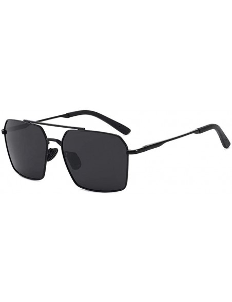 Oval Sunglasses men fashion metal frame fishing sunglasses square drive - Black Frame Gray - C6190MOEIG4 $26.82