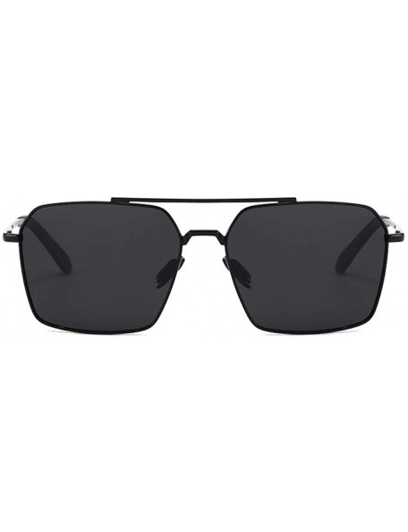 Oval Sunglasses men fashion metal frame fishing sunglasses square drive - Black Frame Gray - C6190MOEIG4 $26.82