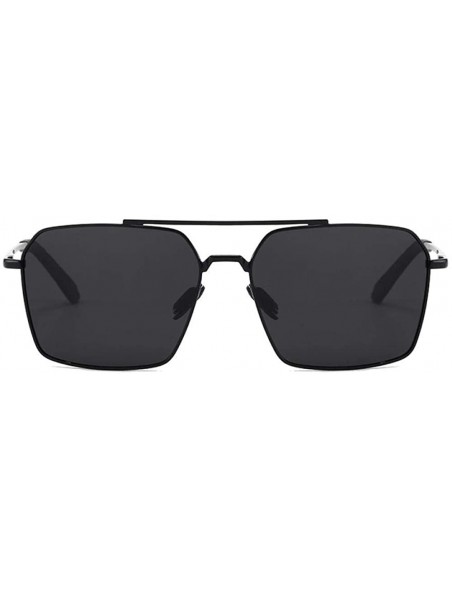 Oval Sunglasses men fashion metal frame fishing sunglasses square drive - Black Frame Gray - C6190MOEIG4 $26.82