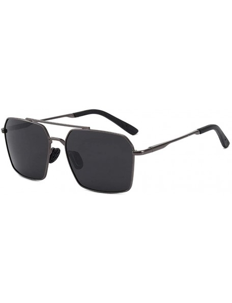 Oval Sunglasses men fashion metal frame fishing sunglasses square drive - Black Frame Gray - C6190MOEIG4 $26.82