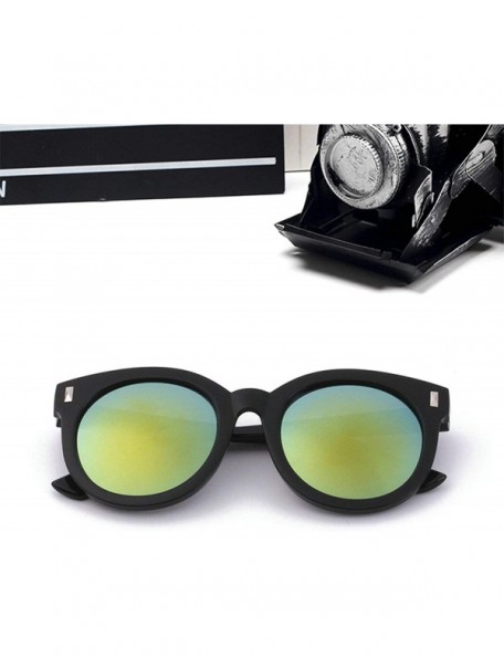 Oversized Classic Retro Reflective Sunglasses for Women Plastic Resin UV400 Sunglasses - Gold - CI18SZU84OX $15.75