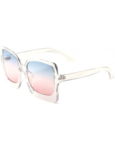 Oversized Oversized Thick Bottom Square Butterfly Sunglasses - Blue Clear - CG197XR4NIE $15.27