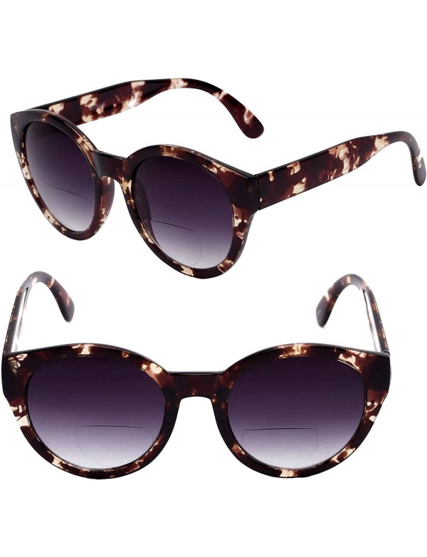 Round Womens Round Cat Eye Bifocal Sunglasses - 2 Pair Included with Soft Carrying Cases - Tortoise - CI196WE7K2Z $13.45