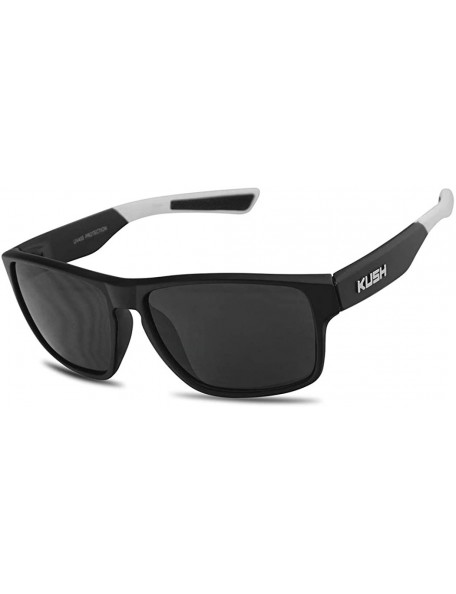 Sport Sport Wrap-Around Sqaure Stylish Horn Rim Dark Tinted Sunglasses with Dual Color Soft Tips - Black White Frame - CF18UE...