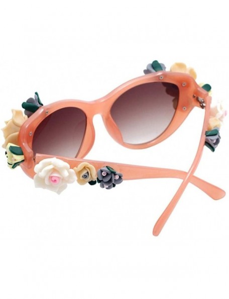 Goggle Women Girls Vintage 3D Floral Sunglasses UV 400 Mirrored Flat Lenses Eyeglasses - Orange - CY18RKYMNR5 $10.72