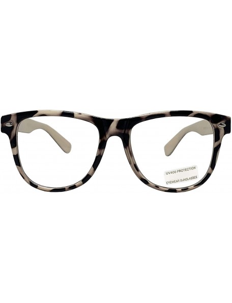 Oval Retro Nerd Geek Oversized Eye Glasses Horn Rim Framed Clear Lens Spectacles - Beige Leopard 60188 - CT18YH5IDTS $9.73