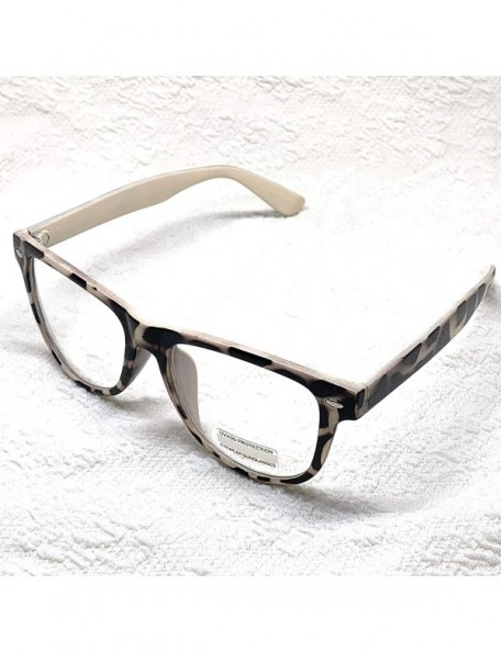 Oval Retro Nerd Geek Oversized Eye Glasses Horn Rim Framed Clear Lens Spectacles - Beige Leopard 60188 - CT18YH5IDTS $9.73