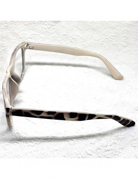 Oval Retro Nerd Geek Oversized Eye Glasses Horn Rim Framed Clear Lens Spectacles - Beige Leopard 60188 - CT18YH5IDTS $9.73