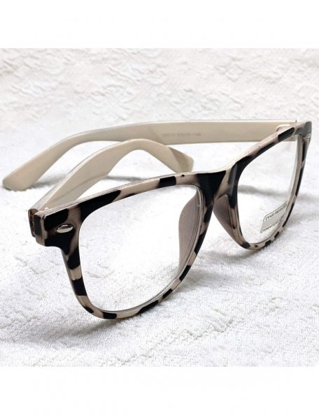 Oval Retro Nerd Geek Oversized Eye Glasses Horn Rim Framed Clear Lens Spectacles - Beige Leopard 60188 - CT18YH5IDTS $9.73