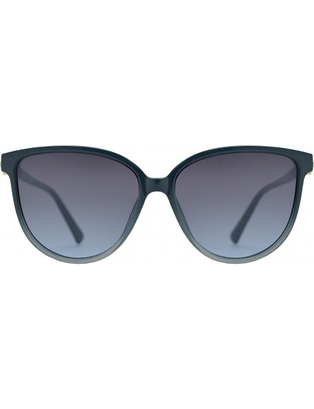 Oversized Womens Cat Eye Sunglasses with Flat Lens and Rhinestones UV Protection - Blue + Gradient Blue - CI195EITYXL $11.32