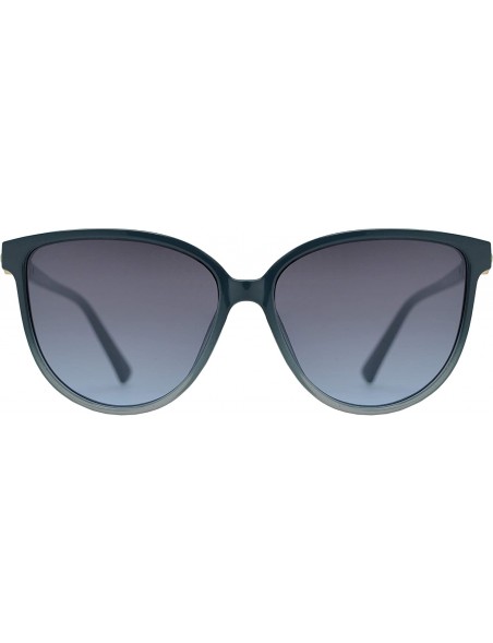 Oversized Womens Cat Eye Sunglasses with Flat Lens and Rhinestones UV Protection - Blue + Gradient Blue - CI195EITYXL $11.32
