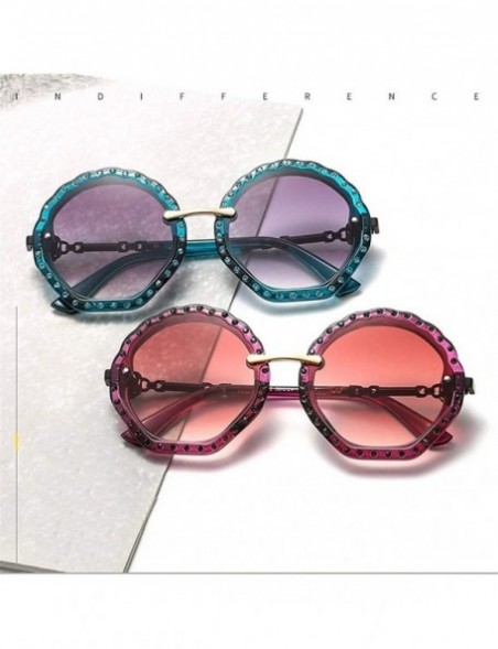 Oversized Oversized Sunglasses for Women Round Frame with Rhinestone Gradient Lens UV Propection - C7 Gray Gray Pink - CN190H...