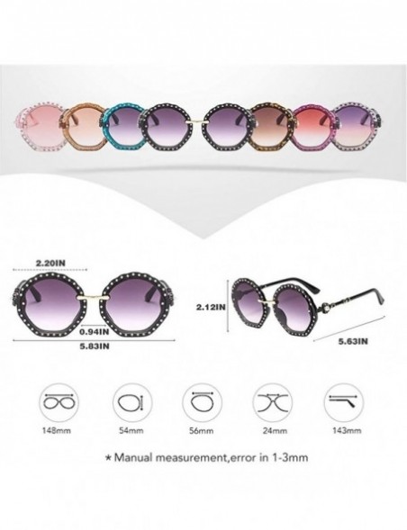 Oversized Oversized Sunglasses for Women Round Frame with Rhinestone Gradient Lens UV Propection - C7 Gray Gray Pink - CN190H...