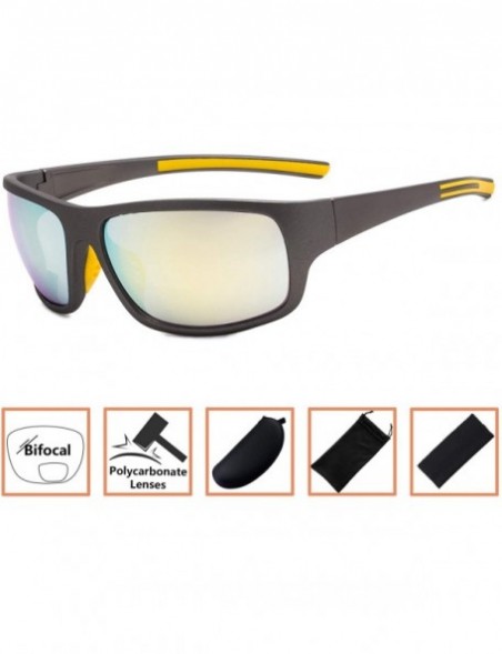 Rectangular Bifocal Sunglasses UV 400 Protection Reading Sunglasses - Gold-mirror - CV18N0S5S0H $10.38